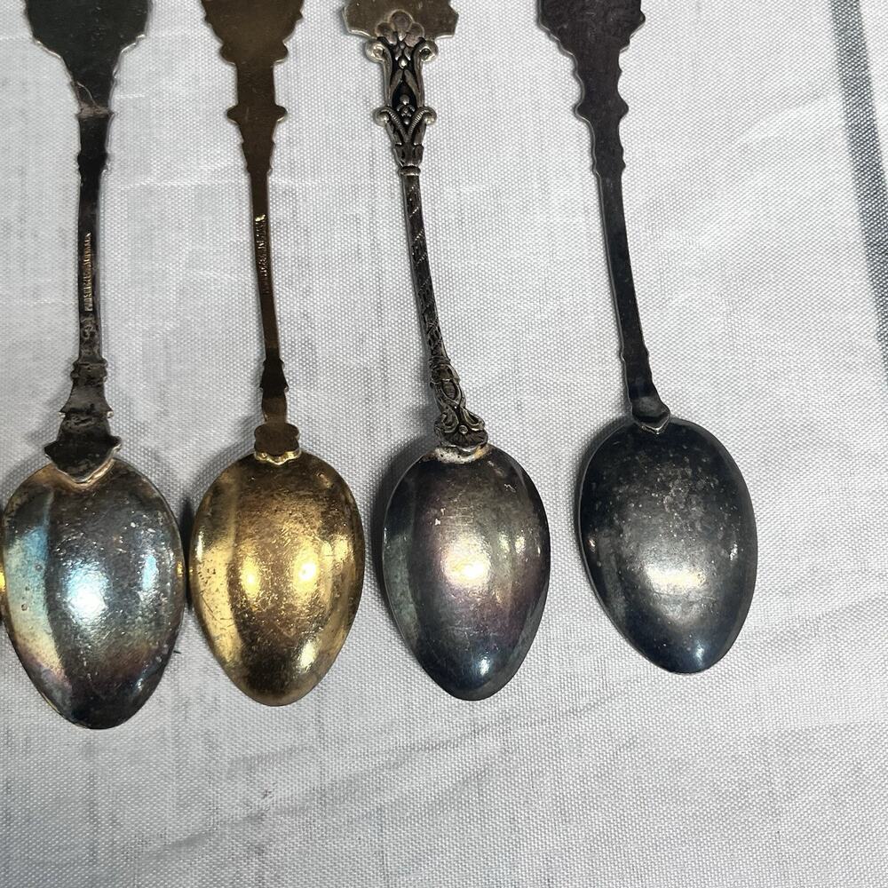 Vintage 6 pc Spoon Lot Czechoslovakia Cloisonné Enamel Floral Maidens (#25B) - Picture 12 of 12